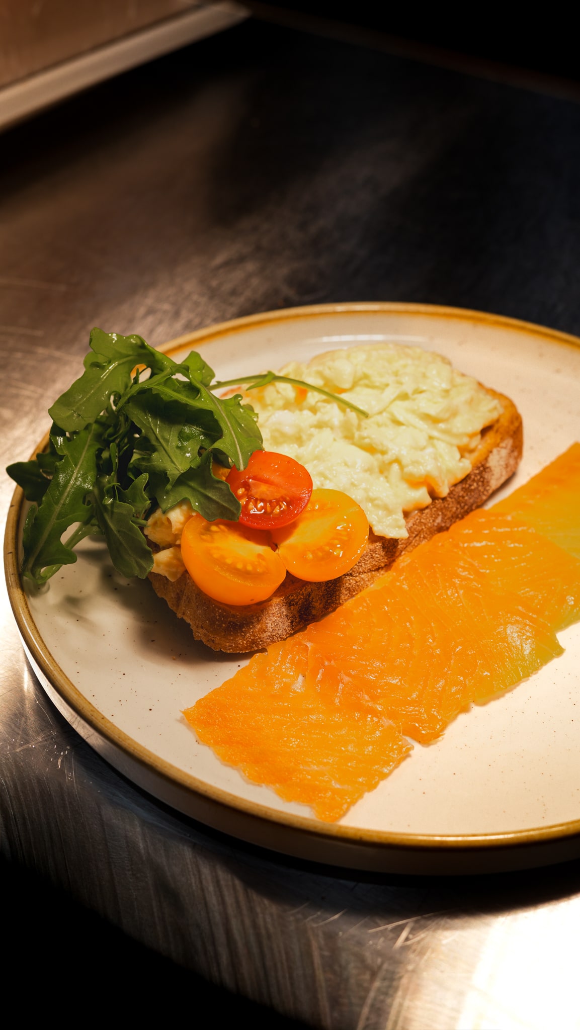scrambled egg and salmon
